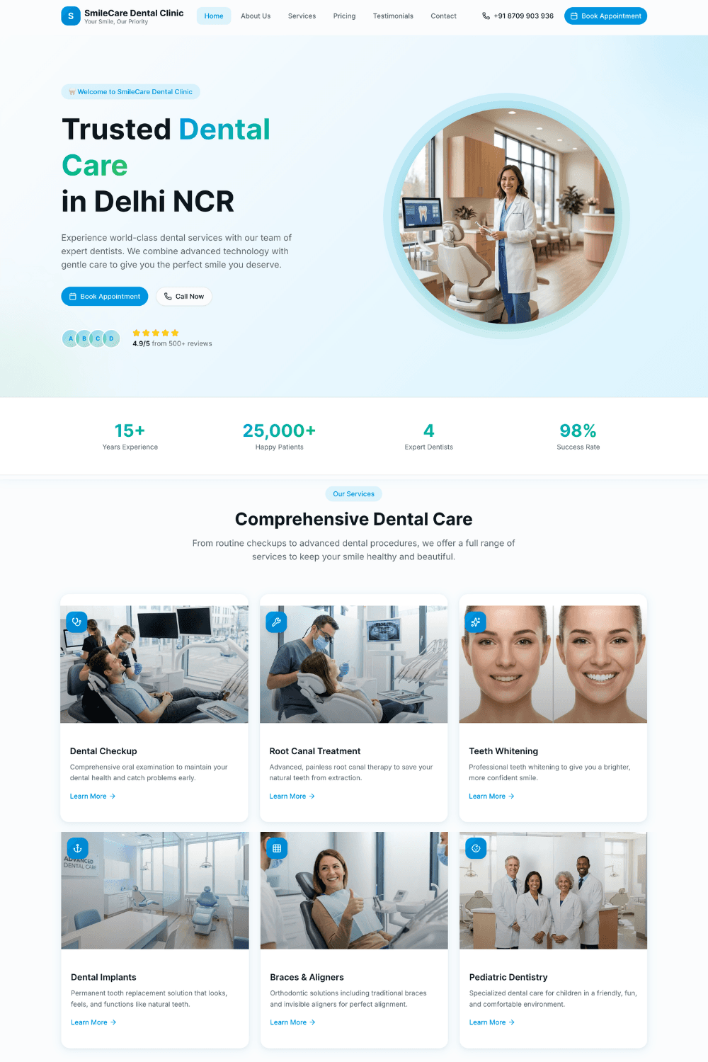 Dental Care Clinic Website - Medical Website | Freelancer Abhi Portfolio