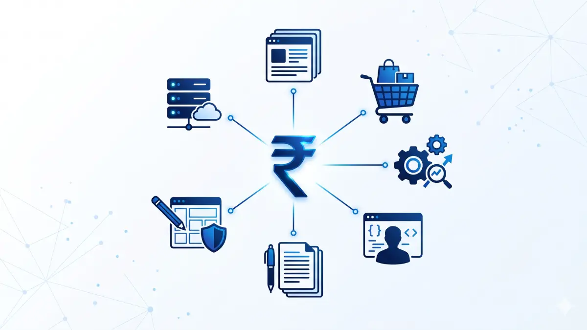 Factors that affect website development cost — pages, custom design, e-commerce, SEO, content and developer experience